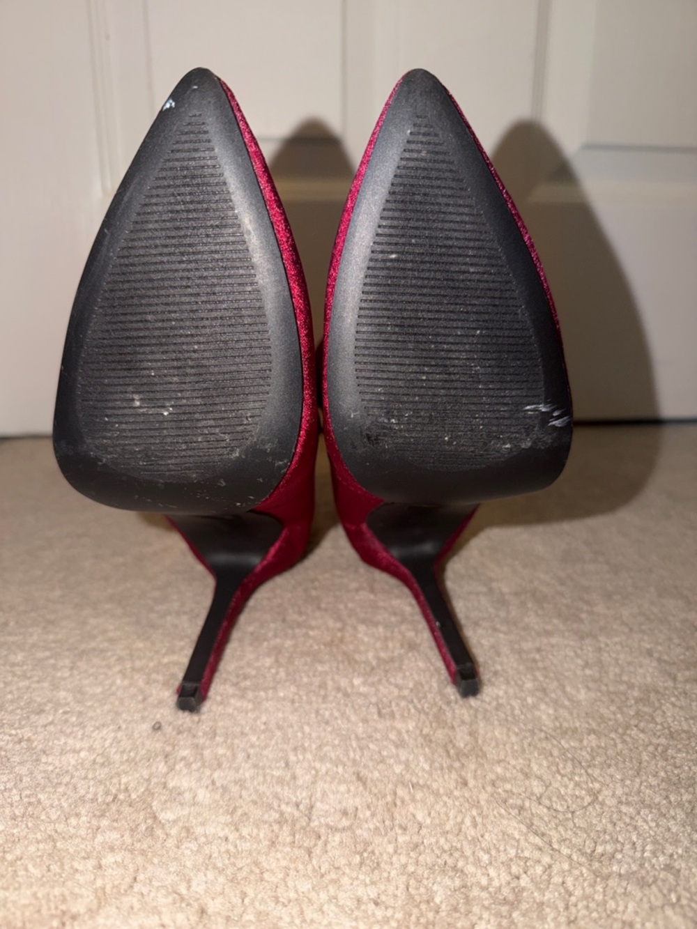 Qupid Wine Velvet Pointed Toe Ankle Boots - Picture 5 of 7